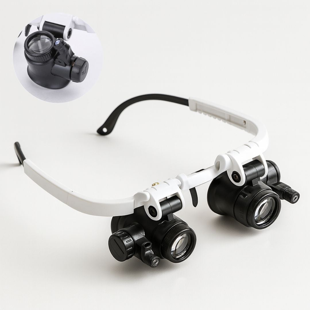 Lupenbrille mit LED-Licht und 8x, 15x & 23x Vergrößerung – Pelanva – Ansicht 1