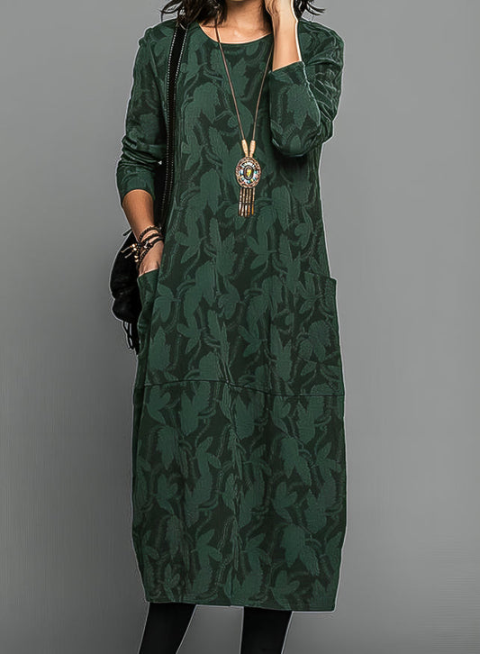 Luxuriöses Winterkleid mit Druck – Damenkleid
