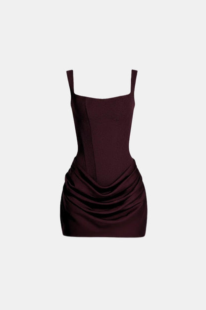 Damen Mini-Kleid mit quadratischem Ausschnitt und drapiertem Cowl-Rock – Ansicht 12