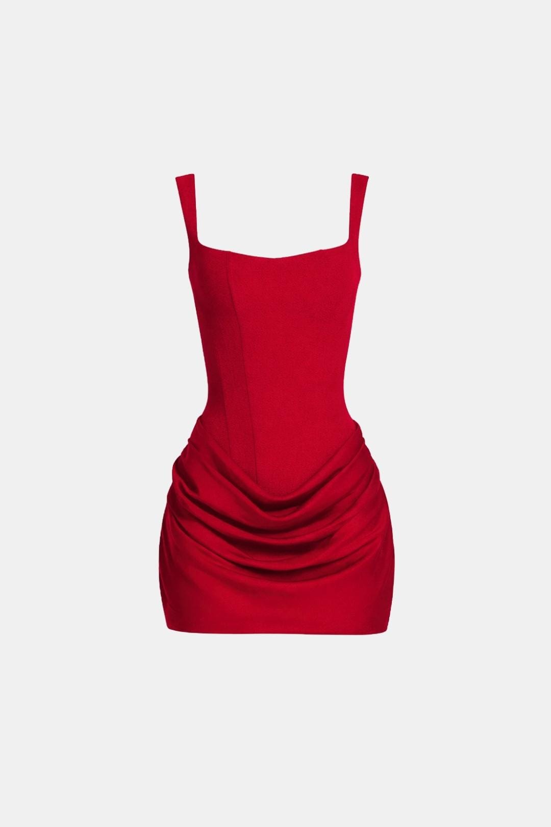 Damen Mini-Kleid mit quadratischem Ausschnitt und drapiertem Cowl-Rock – Ansicht 14