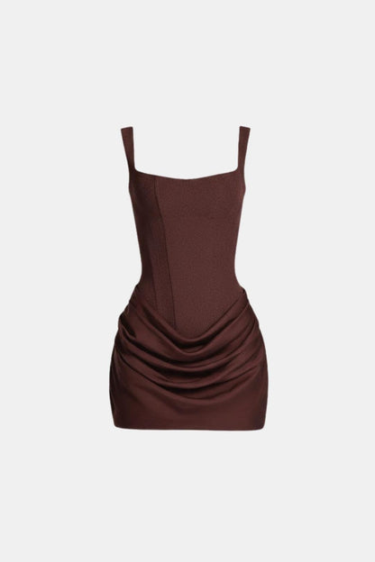 Damen Mini-Kleid mit quadratischem Ausschnitt und drapiertem Cowl-Rock – Ansicht 5