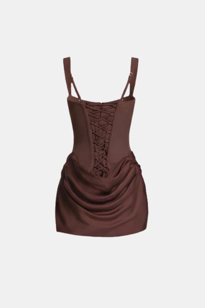 Damen Mini-Kleid mit quadratischem Ausschnitt und drapiertem Cowl-Rock – Ansicht 6