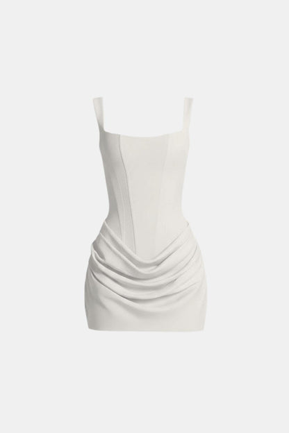 Damen Mini-Kleid mit quadratischem Ausschnitt und drapiertem Cowl-Rock – Ansicht 8