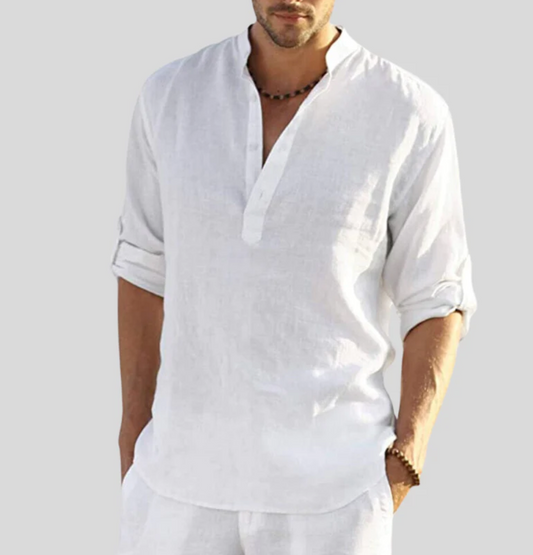 Martin  | Herren Lässiges Langarmhemd mit Knopfleiste – Shirt