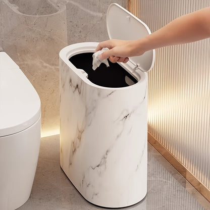 Eleganter Mülleimer im Marmordesign, Seitenansicht – Pelanva
