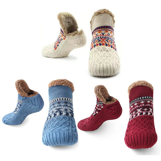 Nordhütte| Thermo-Haussocken Winter| Rutschfeste Kuschelsocken für Damen & Herren| Dick gefüttert & extra warm| Weiche Anti-R
