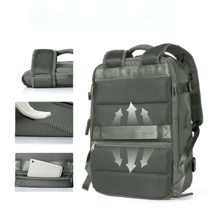 Pelanva Robuster Rucksack – Wasserdichte Laptop Reisetasche mit USB-Ladefunktion