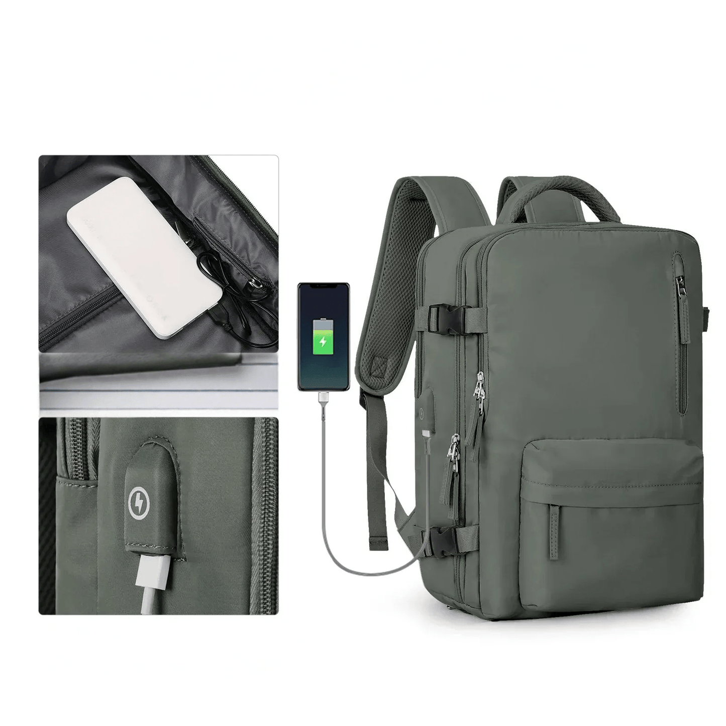 Pelanva Robuster Rucksack – Wasserdichte Laptop Reisetasche mit USB-Ladefunktion
