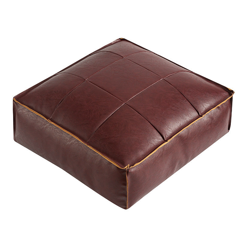Marokkanisches Kunstleder-Pouf mit Muster, Detailansicht – Pelanva
