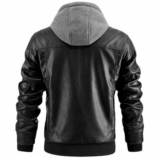 Premium Lederjacke mit Kapuze für Herren – Jacke & Mantel
