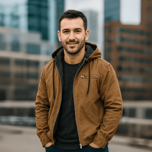 Rainer | Herren Leder Winterjacke mit Kapuze und Reißverschluss – Jacke & Mantel