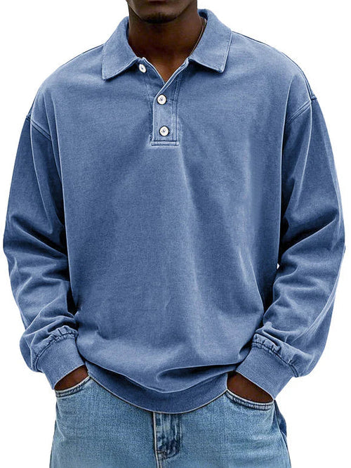 Robert | Herren Freizeit-Polo-Sweatshirt mit langen Ärmeln – Hemd