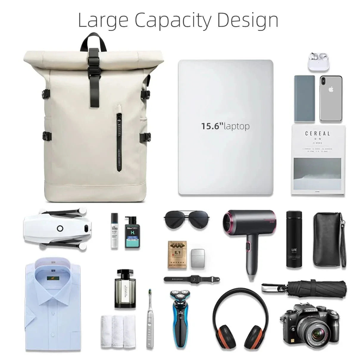 Erweiterbarer Rolltop-Rucksack mit Laptopfach und großem Volumen – Pelanva – Ansicht 8