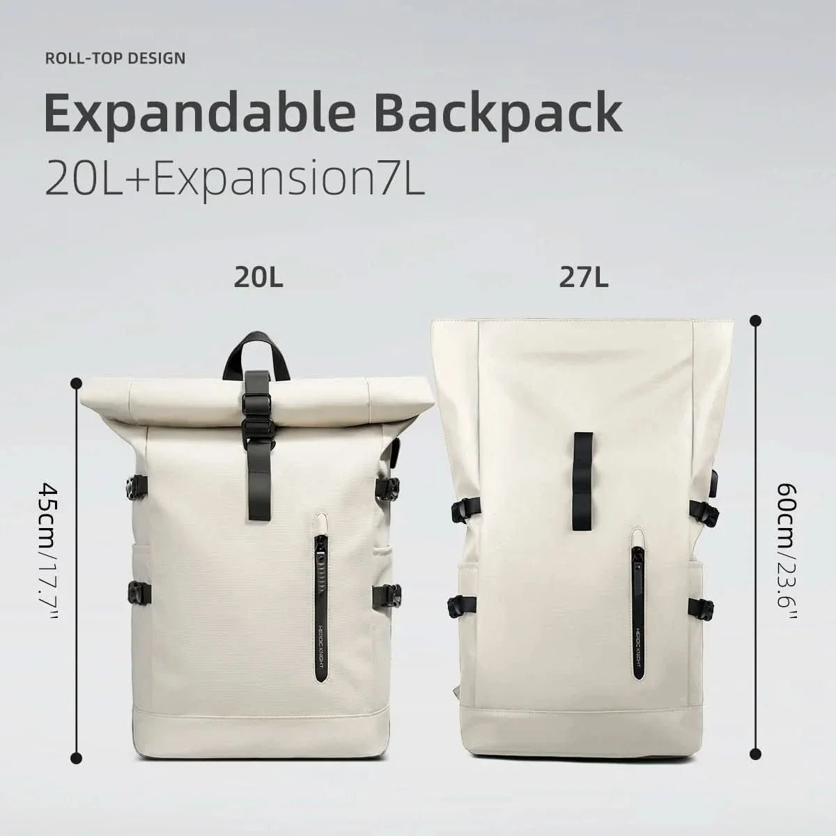 Erweiterbarer Rolltop-Rucksack mit Laptopfach und großem Volumen – Pelanva – Ansicht 9