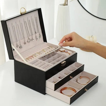 Sferica - Elegante Mehrschichtige Schmuckdose aus Leder für Damen