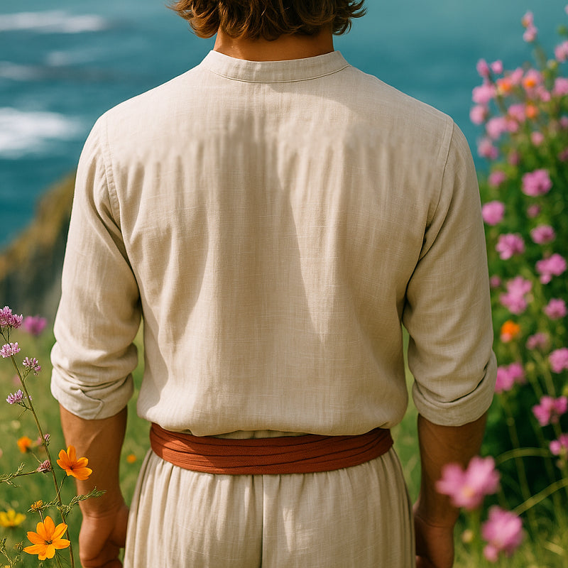 Herren Hemd mit Stehkragen im Bohemian-Stil – Ansicht 4