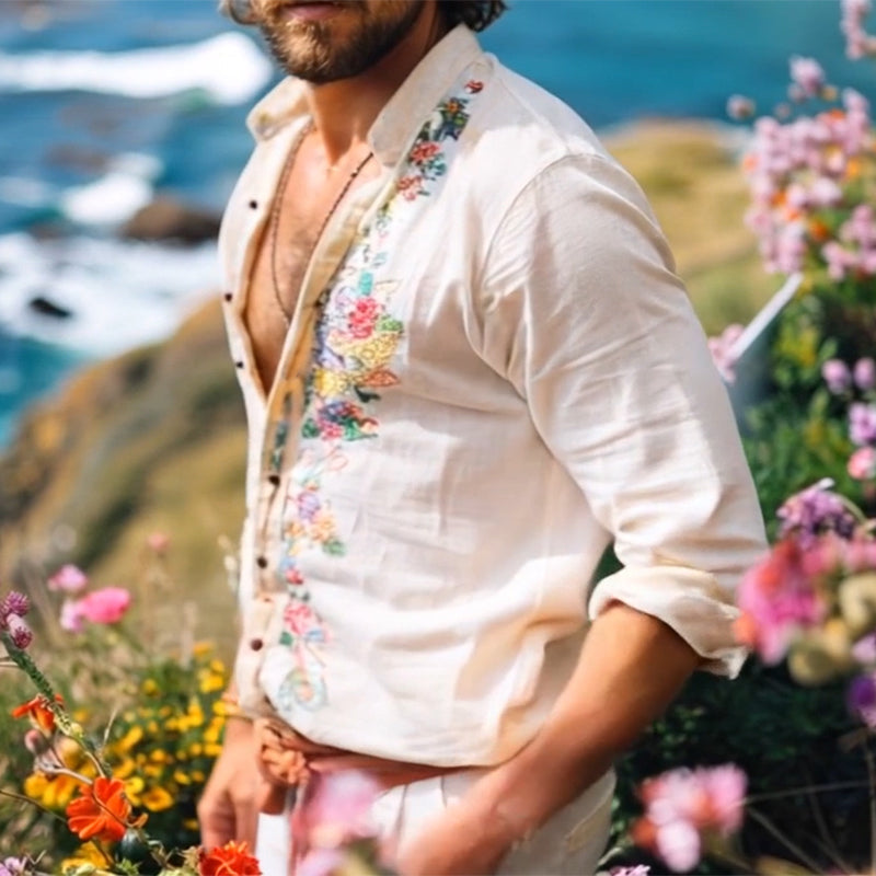 Herren Hemd mit Stehkragen im Bohemian-Stil – Ansicht 5