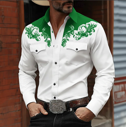 Herren Westernhemd mit Stickerei und Knopfleiste