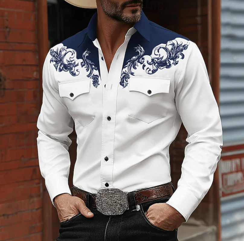 Herren Westernhemd mit Stickerei und Knopfleiste – Ansicht 2