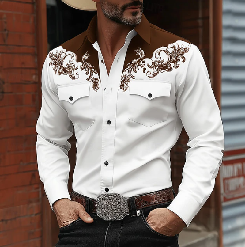 Herren Westernhemd mit Stickerei und Knopfleiste – Ansicht 3