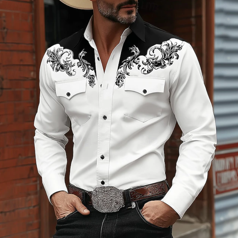 Herren Westernhemd mit Stickerei und Knopfleiste – Ansicht 4