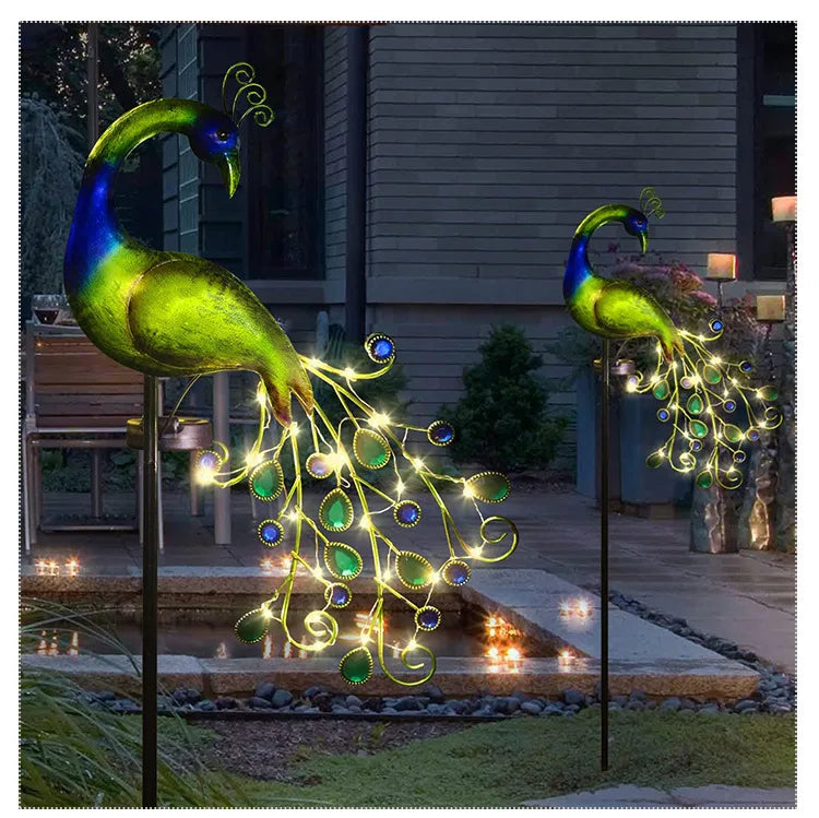 solar gartenleuchte eisen pfau design – Pelanva – Ansicht 2