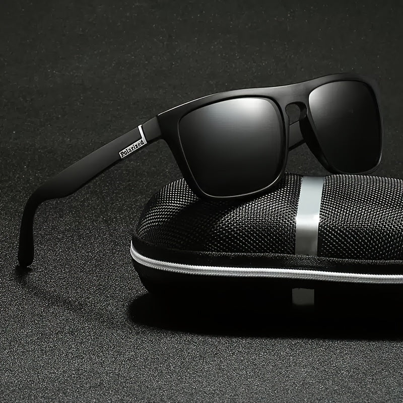 Polarisierte quadratische Sonnenbrille mit UV-Schutz, Detailansicht – Pelanva