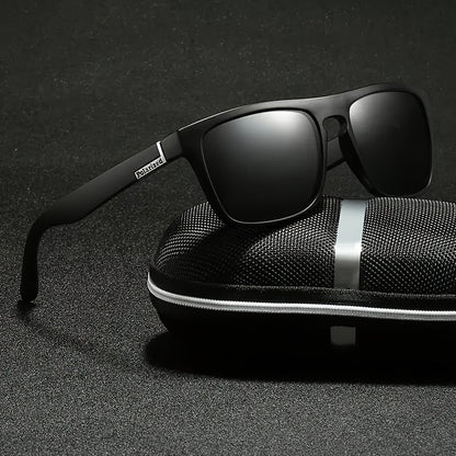 Polarisierte quadratische Sonnenbrille mit UV-Schutz, Detailansicht – Pelanva
