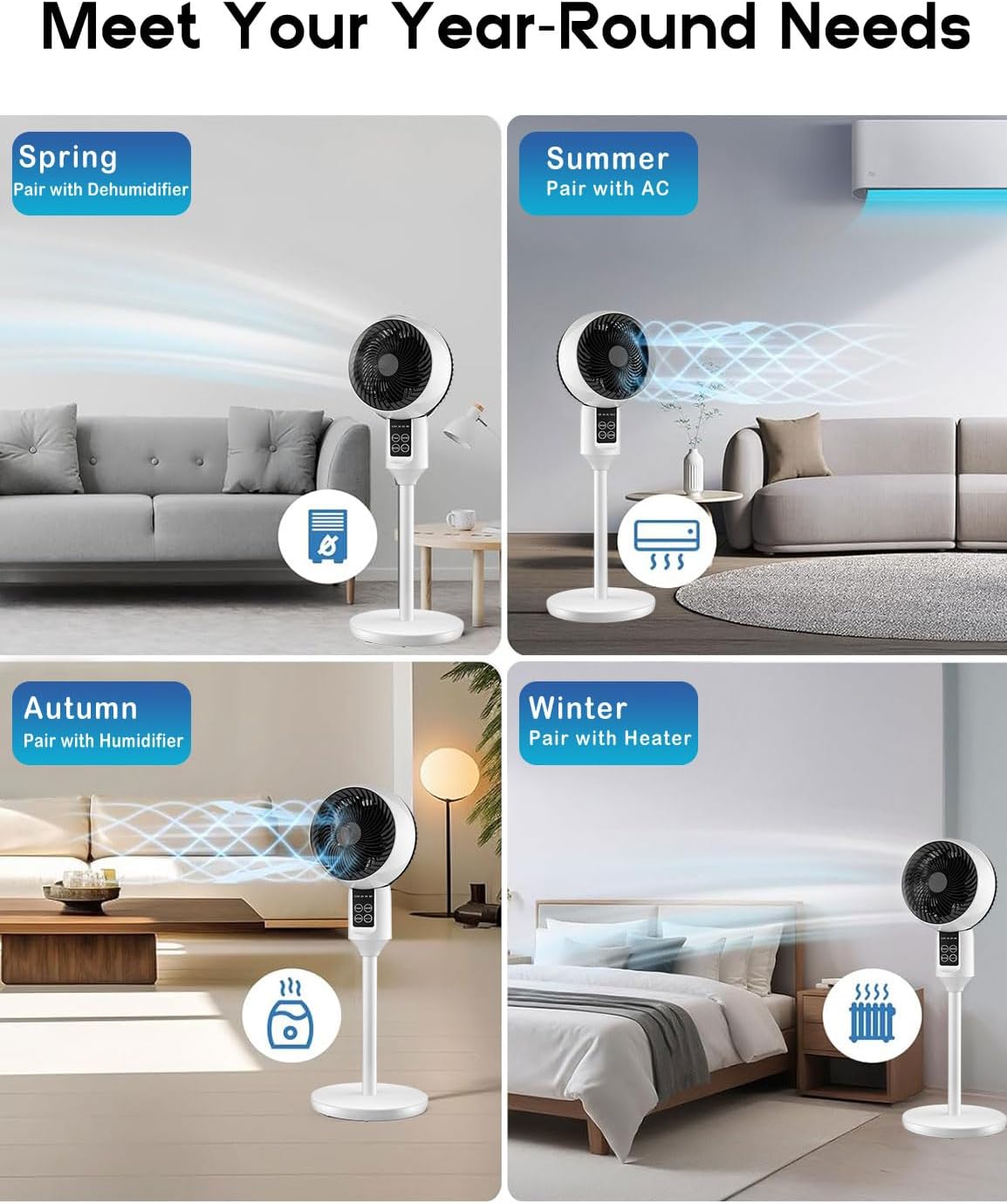 Verstellbarer Standventilator mit 3D-Oszillation – Pelanva – Ansicht 9