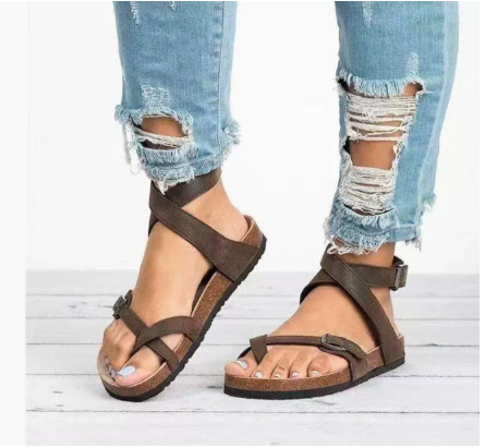 Susanne | Damen Frühlings-Flache Sandalen mit Riemen – Sandalen