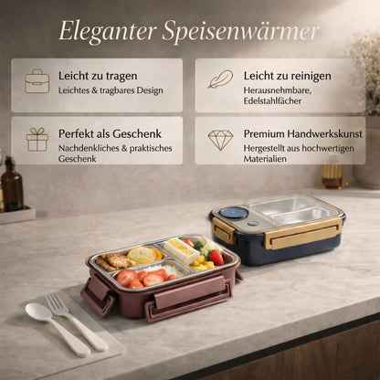 Thermobehälter für Essen aus Edelstahl mit Fächern – Pelanva – Ansicht 2