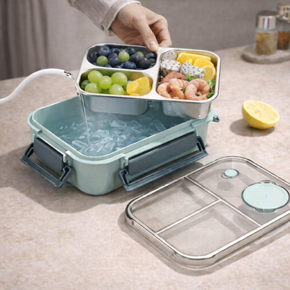 Thermobehälter für Essen aus Edelstahl mit Fächern – Pelanva – Ansicht 8