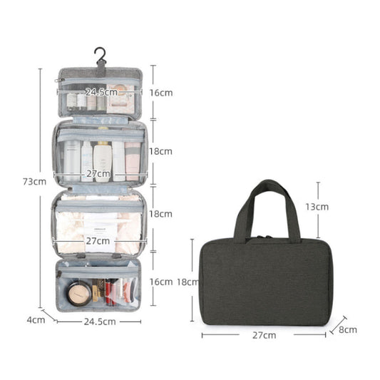 Travelique Reise-Kosmetik-Organizer| Kompakt & Wasserabweisend| Mit 4 Fächern & 360° Haken| Für Damen & Herren – Tasche
