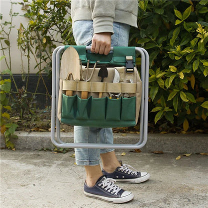 Vela - Faltbarer Leichter Tragbarer und Komfortabler Gartenstuhl mit Werkzeugtasche