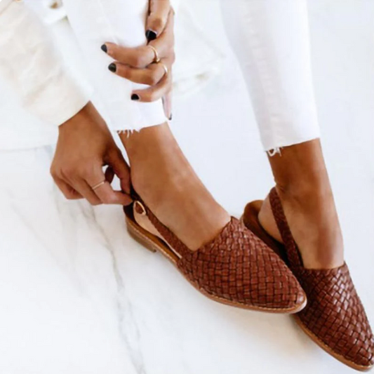 Verena | Damen Frühlings Geflochtene Slingback-Ballerinas – Schuhe
