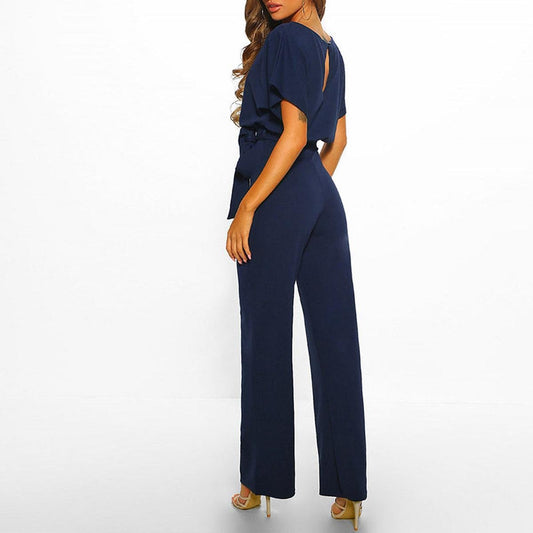 Viola | Damen Lässiger Kurzarm-Jumpsuit mit Gürtel – Damenkleidung