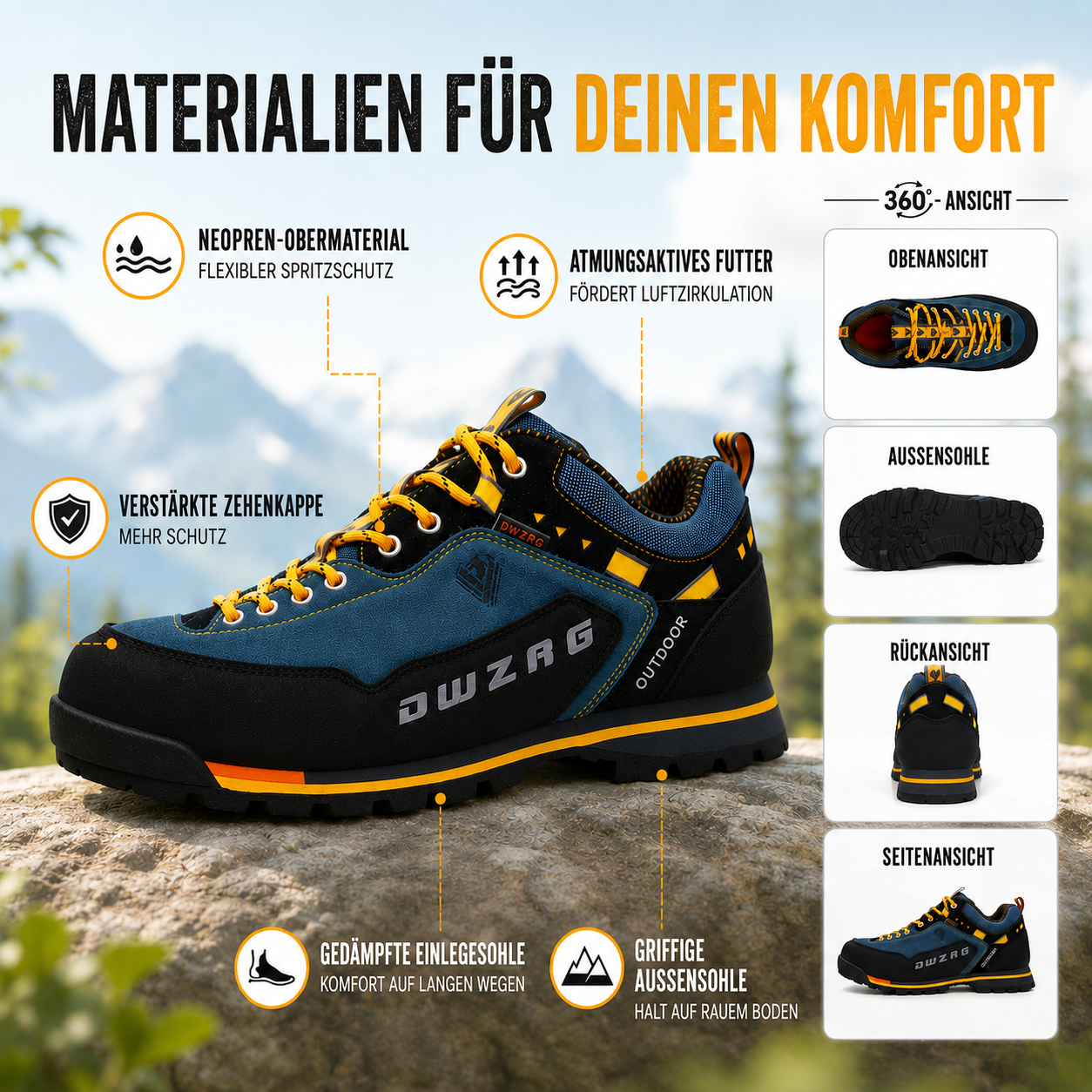 Wanderschuhe Herren wasserdicht – Pelanva – Ansicht 4