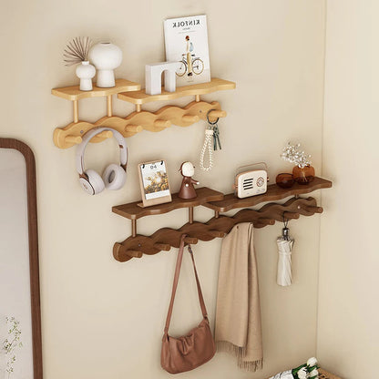 Stilvolle Wandgarderobe aus Bambus, Detailansicht – Pelanva