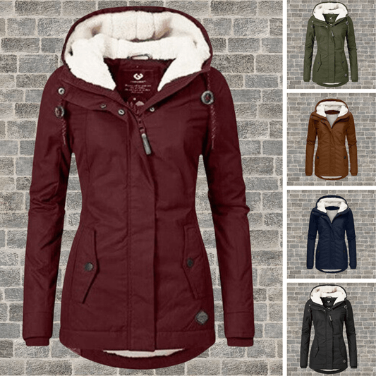 Winterjacke für Damen mit Fellfutter und Plissee-Details – Jacke & Mantel