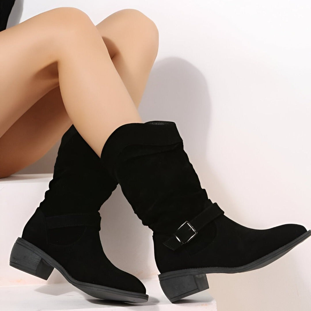 Damen Kunst-Wildleder Stiefel mit Plüsch & Komfort – Bild 2 von 7