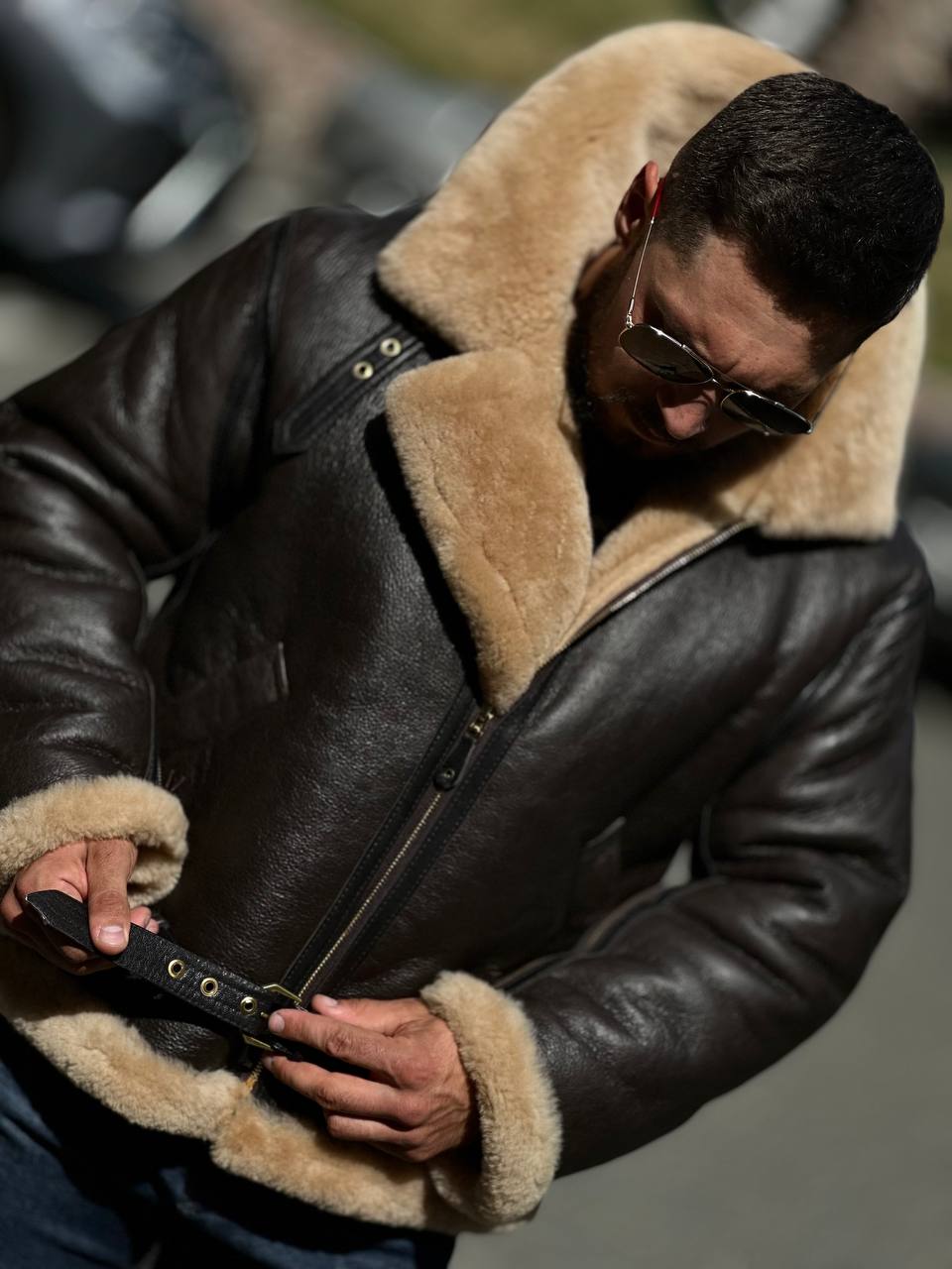 Fliegerjacke aus Lammfell mit Schafwollfutter – Bild 6 von 6