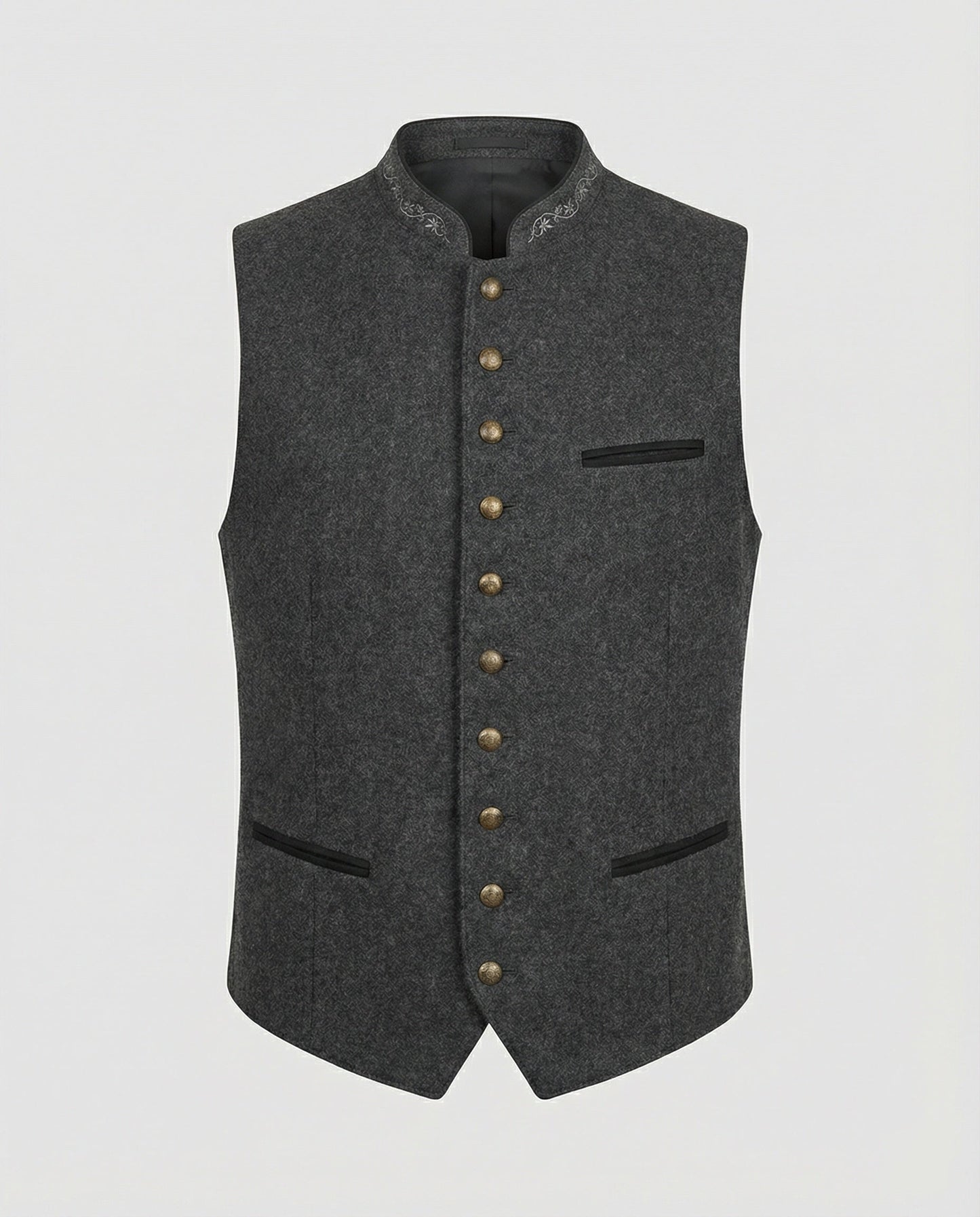 Elegante Herren Trachtenweste Grau Traditionell – Bild 5 von 5