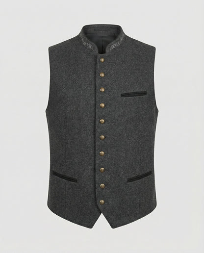 Elegante Herren Trachtenweste Grau Traditionell – Bild 5 von 5