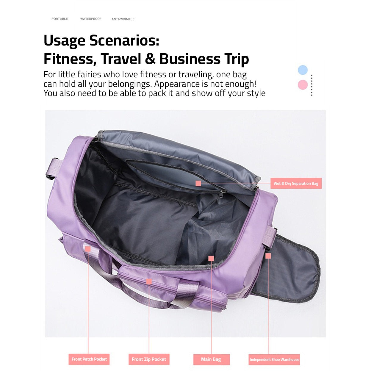 Reisetasche Sport-Duffle – Mehrere Fächer mit Schuhfach 13