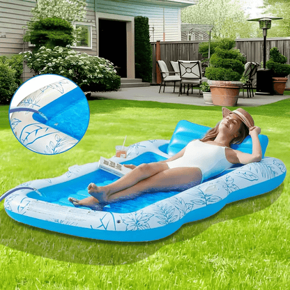 Tanningmax – Aufblasbare Sonnenliege mit Getränkehalter