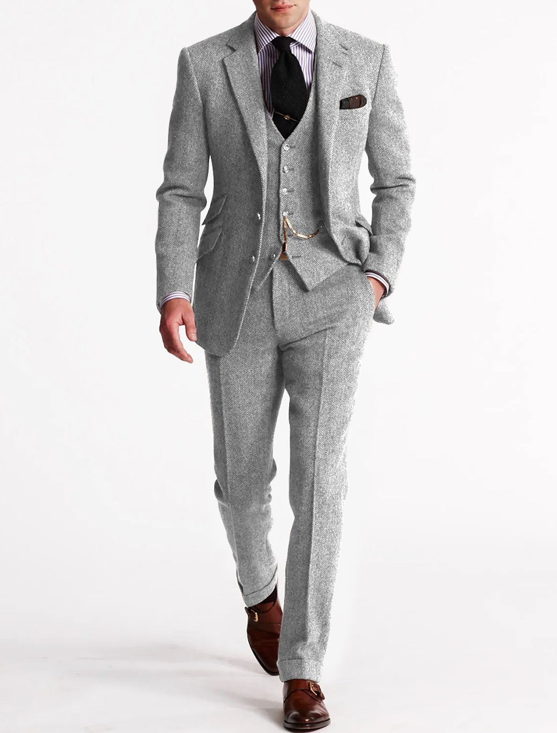 Herren Tweed Smoking Anzug – Bild 6 von 8