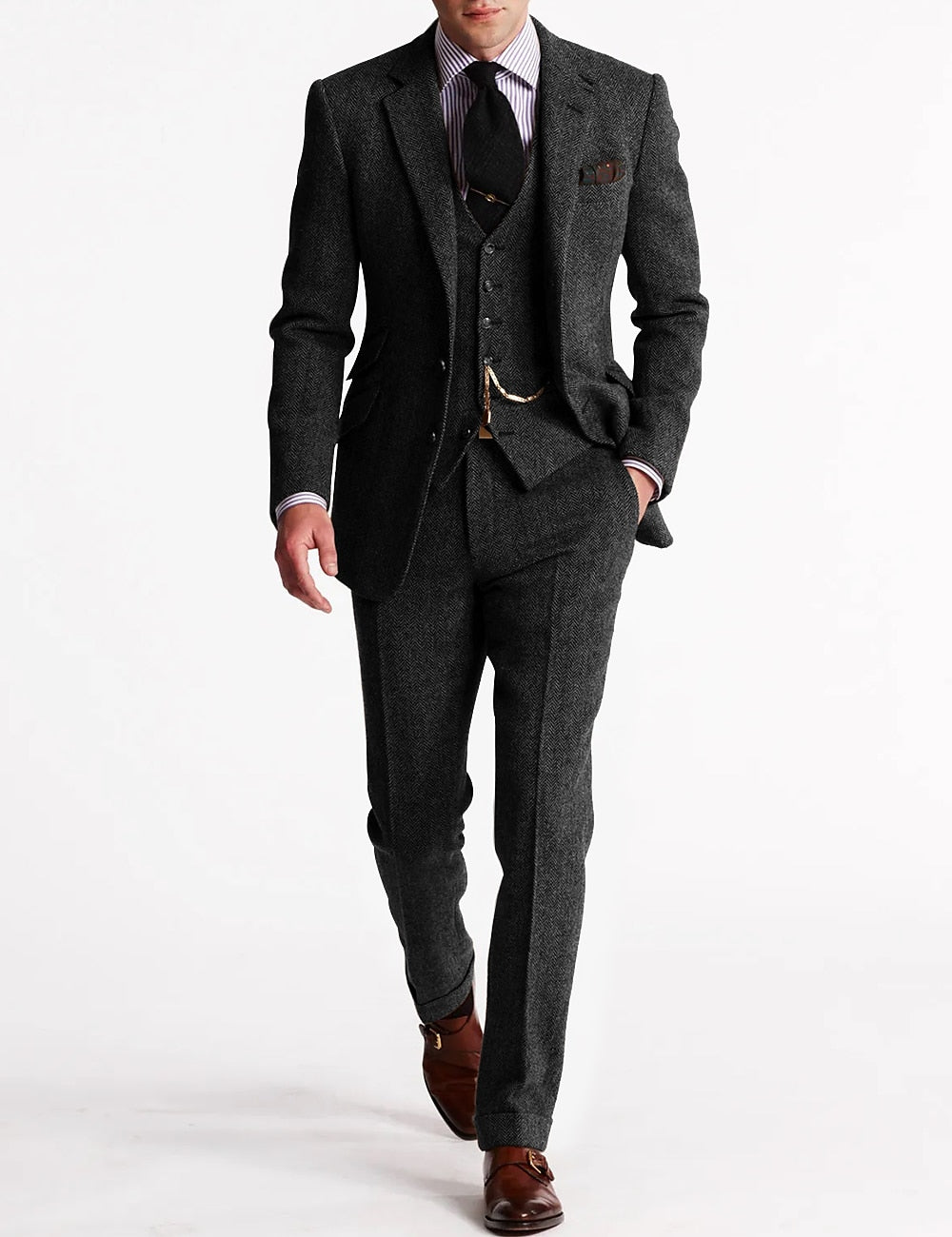 Herren Tweed Smoking Anzug – Bild 7 von 8