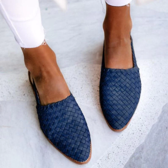 Verena Damen Frühlings Geflochtene Slingback-Ballerinas in Blau