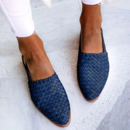 Verena Damen Frühlings Geflochtene Slingback-Ballerinas in Blau