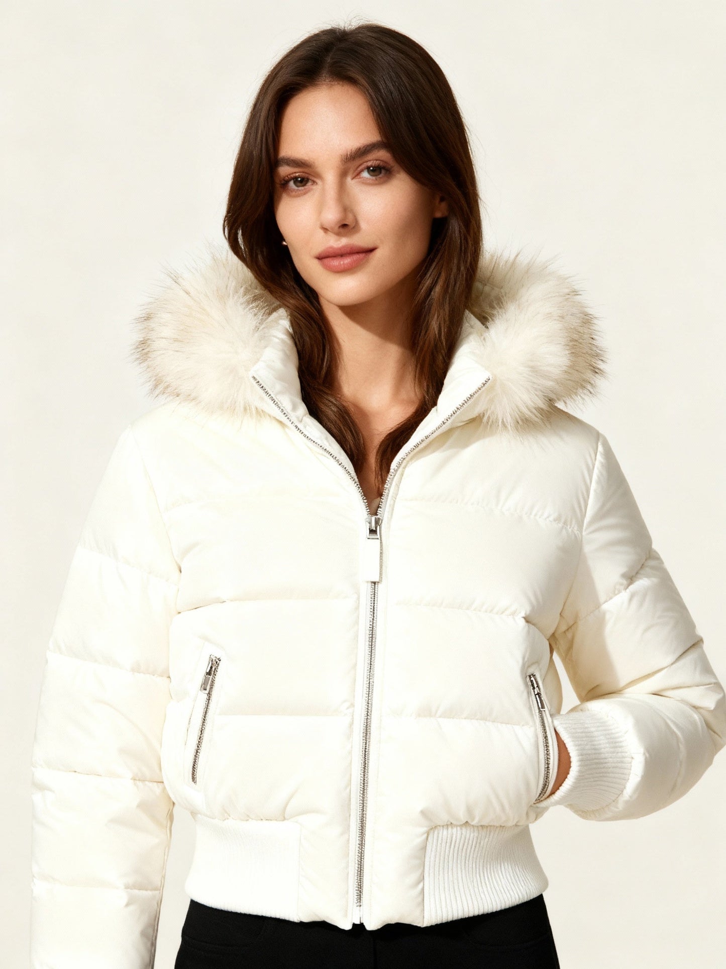 Damen Gesteppt Winterjacke mit Warm & Abnehmbarer Kapuze – Bild 18 von 20